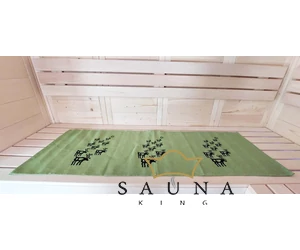 Pikkupuoti Sauna Liegetuch aus 100% Leinen, Lime mit Rentier Motiv