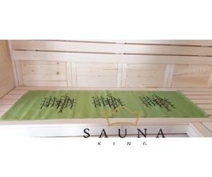 Pikkupuoti Sauna Liegetuch aus 100% Leinen, Lime mit Baum Motiv