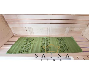 Pikkupuoti Sauna Liegetuch aus 100% Leinen, Lime mit Blätter Motiv