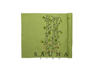 Pikkupuoti Lime Set aus Saunakissen, Sitztuch, Liegetuch, alles mit Blätter Motiv