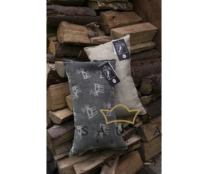 Pikkupuoti Saunakissen aus 70% Leinen-30% Baumwolle, Beige mit Rentier Motiv