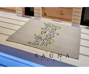 Pikkupuoti Sauna Sitztuch aus 100% Leinen, Beige mit Blätter Motiv