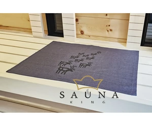 Pikkupuoti Sauna Sitztuch aus 100% Leinen, Anthrazit mit Rentier Motiv
