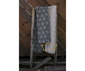 Pikkupuoti Sauna Liegetuch aus 70% Leinen-30% Baumwolle, Beige mit Rentier Motiv