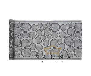 JOKIPIIN Premium Set: Saunakissen, Liegetuch, Sitztuch, Grau, mit Baumstammmuster