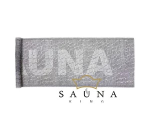 JOKIPIIN Premium Set: Saunakissen, Liegetuch, Sitztuch, Grau, Mit Aufschrift SAUNA