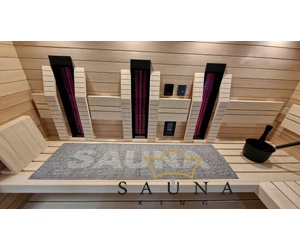JOKIPIIN Premium Set: Saunakissen, Liegetuch, Sitztuch, Grau, Mit Aufschrift SAUNA