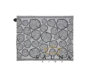 JOKIPIIN Premium Set: Saunakissen, Liegetuch, Sitztuch, Grau, mit Baumstammmuster