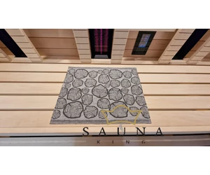 JOKIPIIN Premium Set: Saunakissen, Liegetuch, Sitztuch, Grau, mit Baumstammmuster