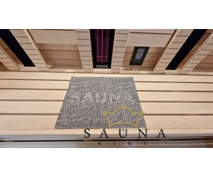 JOKIPIIN Premium Set: Saunakissen, Liegetuch, Sitztuch, Grau, Mit Aufschrift SAUNA