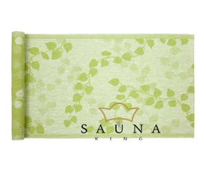 JOKIPIIN Premium Set: Saunakissen, Liegetuch, Sitztuch, Grün, mit Blätter Motiv
