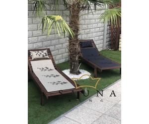 Pikkupuoti Sauna Liegetuch aus 100% Leinen, Beige mit Rentier Motiv
