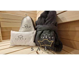 Sauna-Textillogo mit Maschinenstickerei (ohne Produkt)