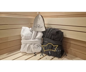 Sauna-Textillogo mit Maschinenstickerei (ohne Produkt)