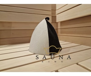 Sauna-Mütze aus Wollemischung, Weiß / Grau