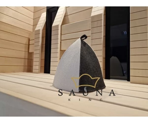Sauna-Mütze aus Wollemischung, Weiß / Grau