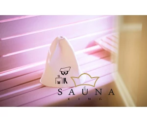 Sauna-Mütze aus Wollemischung, Weiß, mit Sauna Motiv V.