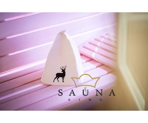 Sauna-Mütze aus Wollemischung, Weiß, mit Reniter Motiv