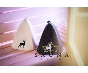 Sauna-Mütze aus Wollemischung, Weiß, mit Reniter Motiv