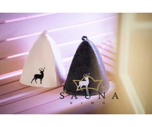 Sauna-Mütze aus Wollemischung, Ecru, mit Reniter Motiv