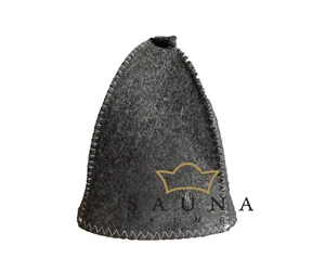 Sauna-Mütze aus Wollmischung, Grau, mit Sauna Motiv VII.