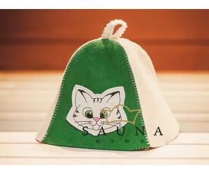 Sauna-Mütze "Katze" aus Wollemischung (Grösse: ca S/M)