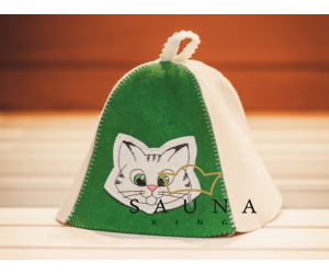 Sauna-Mütze "Katze" aus Wollemischung