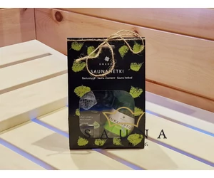 EMENDO Sauna Set: mit Anis & rauchiges Kraut Saunadüfte 2x10ml, Eukalyptus Sauna Seife, Massageschwamm schwarz