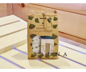 EMENDO Sauna Set: Eukalyptus Saunaduft, Himalya Salz Seife, Massageschwamm fichtelgrün