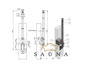 Schornstein Set für holzbeheizter Saunaofen, Wanddurchführung, Edelstahl