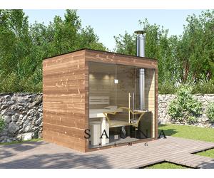 SAUNA KING GARTENSAUNA, mit holzbeheiztem Ofen, mit Decken-Schornstein  260X160 CM
