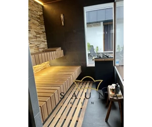 Sauna Hocker rund aus Erlenholz
