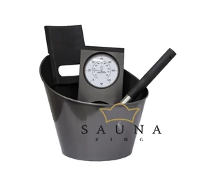 HARVIA Luxus Sauna Zubehör Set in der modernen Farbe Schwarz, mit Saunabeleuchtung