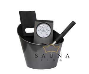 HARVIA Luxus Sauna Zubehör Set in der modernen Farbe Schwarz, mit Saunabeleuchtung