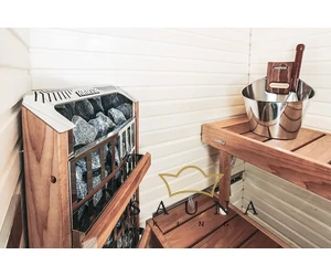HARVIA Luxus Sauna Zubehör Set in der modernen Farbe Edelstahl, mit Saunabeleuchtung