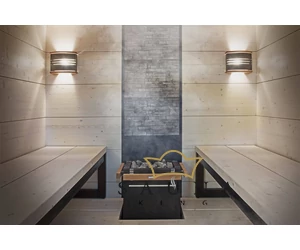 HARVIA Luxus Sauna Zubehör Set in der modernen Farbe Schwarz, mit Saunabeleuchtung