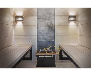 Sauna Wandleuchte Edelstahlschirm Harvia Legend mit Innenleuchte, Edelstahl