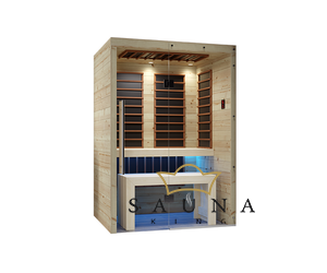 SAUNA KING Infrasauna aus Fichtenholz mit HARVIA Carbon Infrarotstrahler, mit Vollglasfront