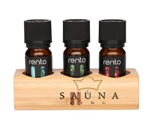 RENTO Sauna Geschenkbox, 3x10ml Saunaduft, in einem Bambushalter