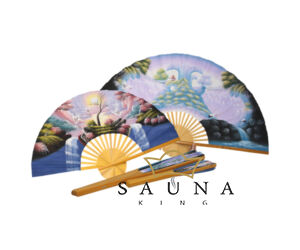 Finnsa Sauna-Fächer XL, (zusammengeklappt 90cm, aufgeklappt 150cm), ASIA Motiv