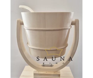 HARVIA Schwalldusche – 18 Liter Eimer aus Espe mit Seilzug und Wasseranschluss