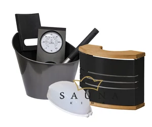 HARVIA Luxus Sauna Zubehör Set in der modernen Farbe Schwarz