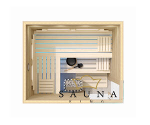 SAUNA KING Finnsauna für 3-4 Personen aus Saunaboard (Eiche, rissig), 200x160cm