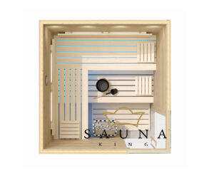 SAUNA KING Finnsauna für 4-5 Personen aus Saunaboard (Eiche, rissig), 200x200cm