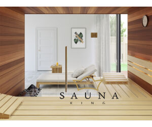 SAUNA KING Finnsauna für 3-4 Personen aus Zedernholz, mit Vollglasfront, 200x160cm