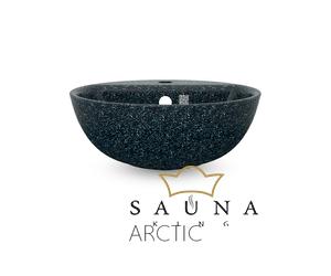WOODIO Waschbecken "Soft40", rundformig, mit Wasserhahn-Loch, Kollektion "Northern Elements"