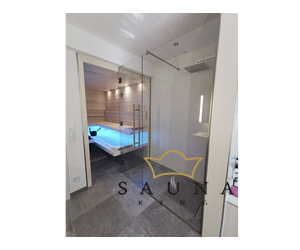 SAUNA KING Glas WALK-IN Dusche (B:140 cm H:200cm) in 4 Glasfarben