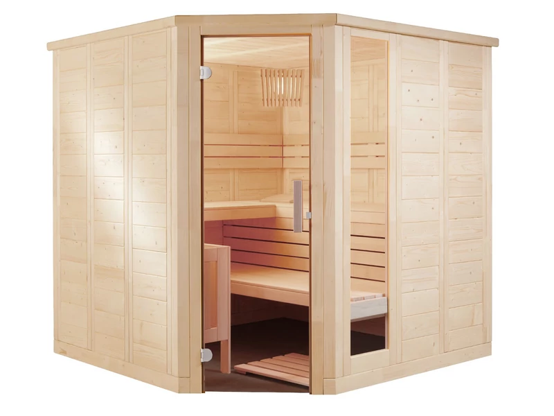 HARVIA Finnsauna Komfort Corner mit Saunaofen & Steuerung 206 x 206 cm