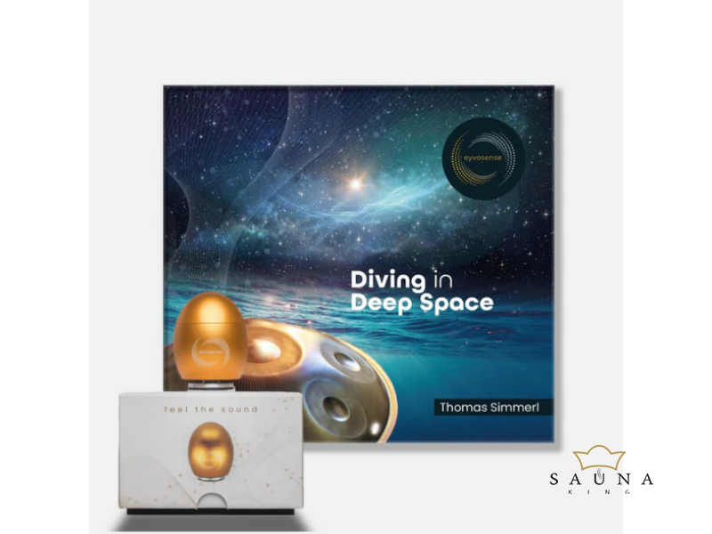 Klangei eyvo Vibrationsplayer, Gold, inkl. Musik-Kreation „Diving in deep Space”