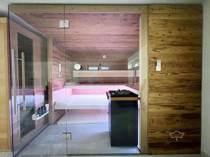 SAUNA KING Finnsauna für 4-5 Personen aus Altholz